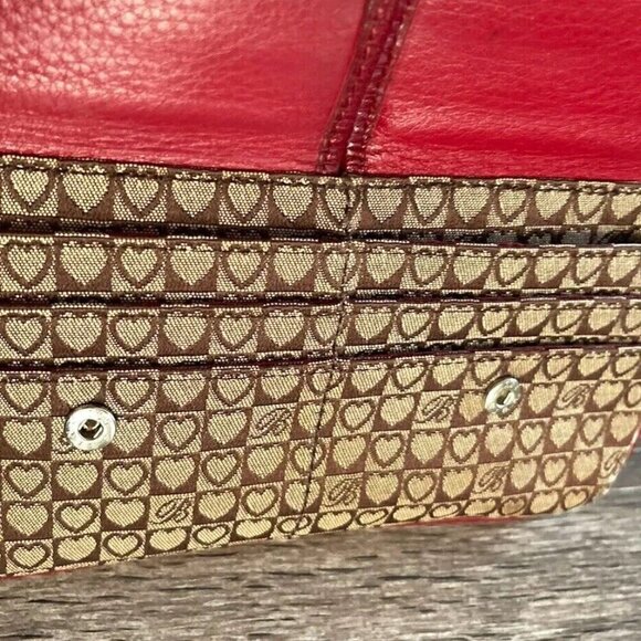 Vintage BRIGHTON Ruby Red/Brown Tote Weekender Matching Wallet Crossbody Detach - Picture 15 of 16